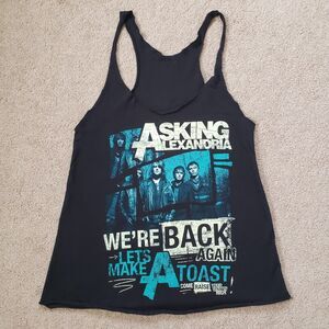 Vtg Y2k Asking Alexandria We Re Back Again Graphic Band Tank Top Black Size S